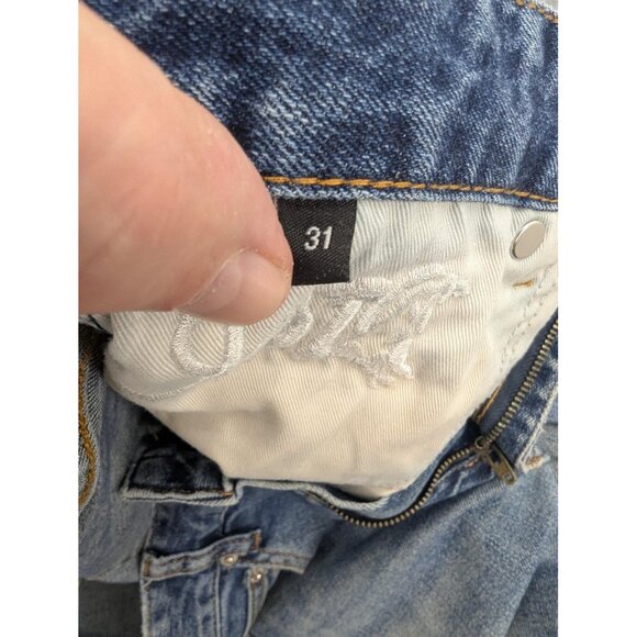 Dior Jeans Mens 31 Blue Distressed Slim Fit Embroidered Logo Denim Designer - Picture 15 of 16